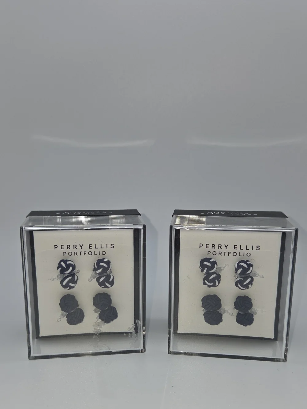 2x1 Perry Ellis Portfolio Mens Silk Knot Cufflinks Navy410